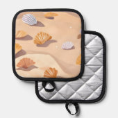 Zeeschelpen in het zand | Beach Ocean Waterverf Pannenlap (Voorkant / Achterkant)