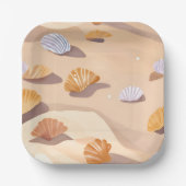 Zeeschelpen in het zand | Beach Ocean Waterverf Papieren Bordje (Voorkant)