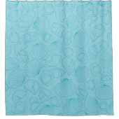 zeeschelpen in Lijn tekening cyaan, blauw Douchegordijn (Voorkant)