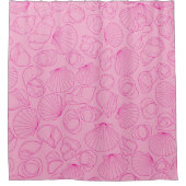 zeeschelpen in lijn tekening helder roze, licht ro douchegordijn (Voorkant)