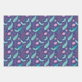 Zeeschelpen in roze en blauw inpakpapier vel (Voorkant 3)