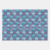 Zeeschelpen in roze en blauw inpakpapier vel (Voorkant)