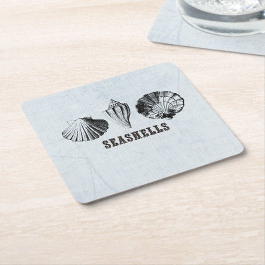  zeeschelpen kartonnen onderzetters (Schuin)