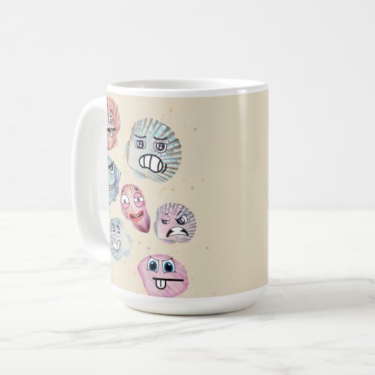 zeeschelpen koffiemok (Voorkant links)