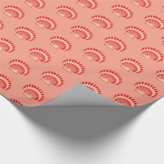 Zeeschelpen - koraal en perziken cadeaupapier (Hoek)