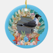 Zeeschelpen, Koraal & Zeemeeuw Kust Kerstmis Keramisch Ornament (Achterkant)