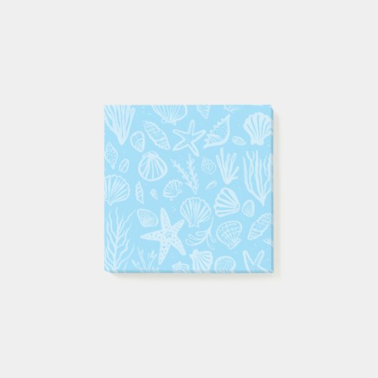Zeeschelpen Licht Blauw Strand Schelpen Oceaan Post-it® Notes (Voorkant)