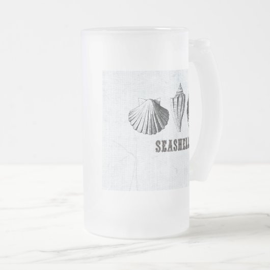 zeeschelpen matglas bierpul (Voorkant rechts)