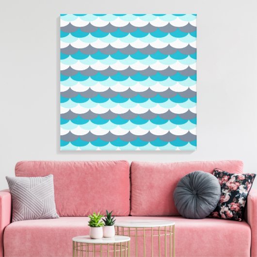 zeeschelpen met nautisch patroon canvas afdruk (Insitu (Woonkamer))