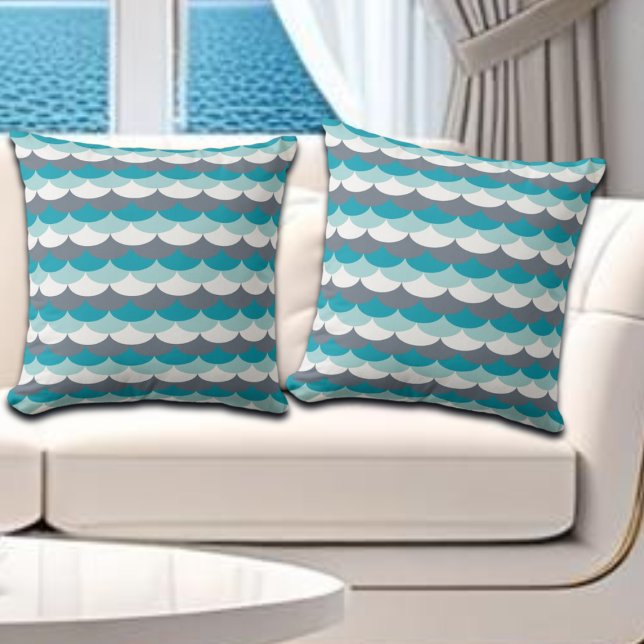 zeeschelpen met nautisch patroon kussen (Creator heeft geüpload)