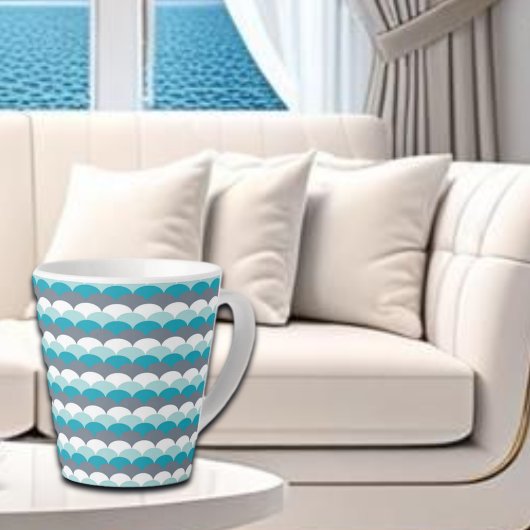 zeeschelpen met nautisch patroon latte mok