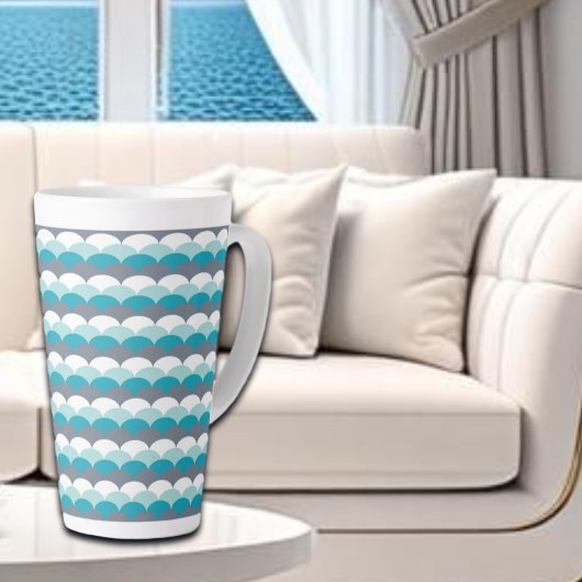 zeeschelpen met nautisch patroon latte mok