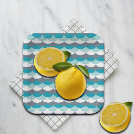 zeeschelpen met nautisch patroon papieren bordje