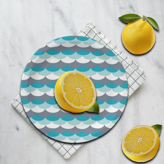 zeeschelpen met nautisch patroon papieren bordje