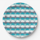 zeeschelpen met nautisch patroon papieren bordje (Voorkant)