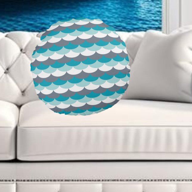 zeeschelpen met nautisch patroon rond kussen (Creator heeft geüpload)