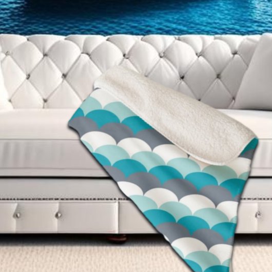 zeeschelpen met nautisch patroon sherpa deken