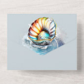 Zeeschelpen moeder van parel oceaan golven irisere all in one uitnodiging (Achterkant)