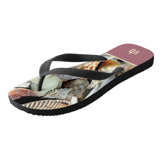 Zeeschelpen monogram teenslippers (Schuin)