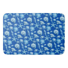 Zeeschelpen. Nautilus. Blauw. Badmat