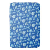 Zeeschelpen. Nautilus. Blauw. Badmat (Voorkant Verticaal)