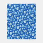 Zeeschelpen. Nautilus. Blauw kobalt. Fleece deken (Voorkant)