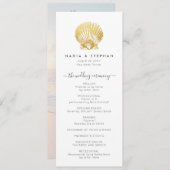 Zeeschelpen Nautisch Strand Bruiloft Goud Modern Programmakaart (Voorkant / Achterkant)