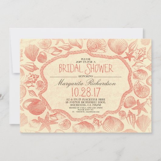  zeeschelpen nautisch strand vrijgezellenfeest kaart (Voorkant)