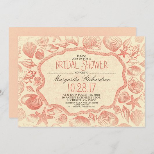  zeeschelpen nautisch strand vrijgezellenfeest kaart (Voorkant / Achterkant)