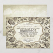  zeeschelpen nautische strand bruiloft uitnodiging (Voorkant / Achterkant)