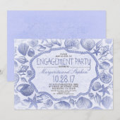 zeeschelpen nautische strand verlovingsfeest kaart (Voorkant / Achterkant)