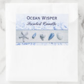 Zeeschelpen - oceaan wisper kaars label (Tas)