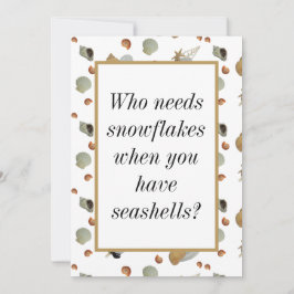 Zeeschelpen, oceaanstrand tropische kust Kerstmis Feestdagenkaart