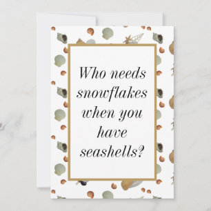 Zeeschelpen, oceaanstrand tropische kust Kerstmis Feestdagenkaart