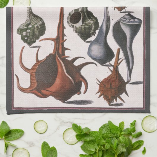  zeeschelpen, oceaanzeeschelpen Marine Life Theedoek (Gevouwen)