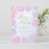 Zeeschelpen onder het Zeeen Baby shower Kaart (Staand voorkant)