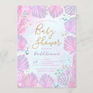 Zeeschelpen onder het Zeeen Baby shower Kaart
