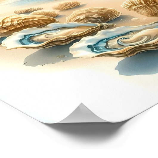 Zeeschelpen op de kust Ocean Beach Art Print (Hoek)