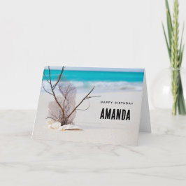 Zeeschelpen op een zandstrand Foto Verjaardag Kaart