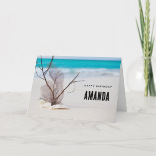 Zeeschelpen op een zandstrand Foto Verjaardag Kaart