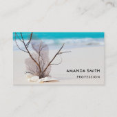 Zeeschelpen op een zandstrand Foto Visitekaartje (Voorkant)