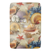 Zeeschelpen op het strand badmat (Voorkant Verticaal)