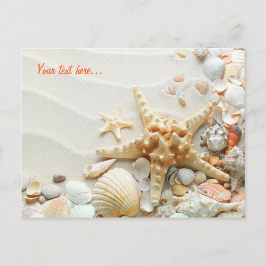 Zeeschelpen op het strand briefkaart (Voorkant)