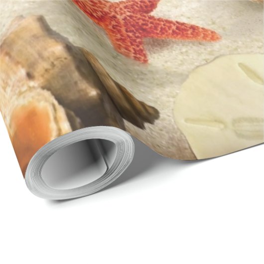 Zeeschelpen op het strand cadeaupapier (Rol Hoek)