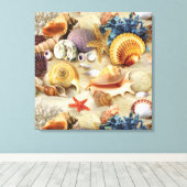 Zeeschelpen op het strand canvas afdruk (Insitu (Houten vloer))