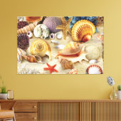 Zeeschelpen op het strand canvas afdruk (Insitu (Woonkamer))