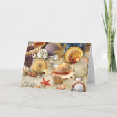 Zeeschelpen op het strand feestdagen kaart (Voorkant)