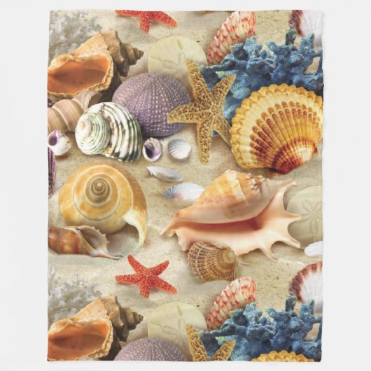 Zeeschelpen op het strand fleece deken (Voorkant)