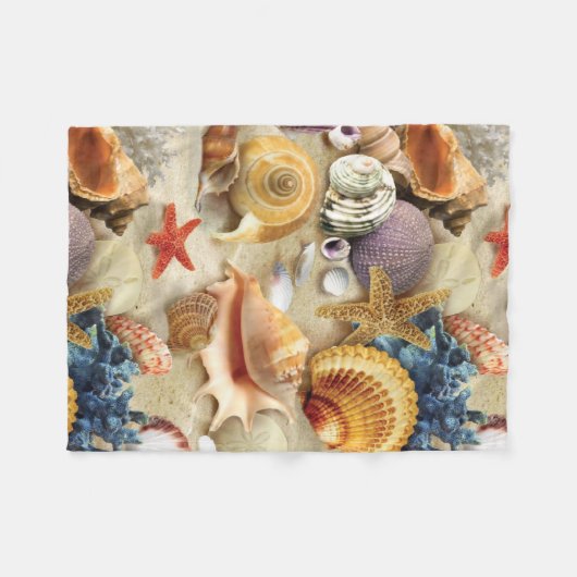 Zeeschelpen op het strand fleece deken (Voorkant (Horizontaal))
