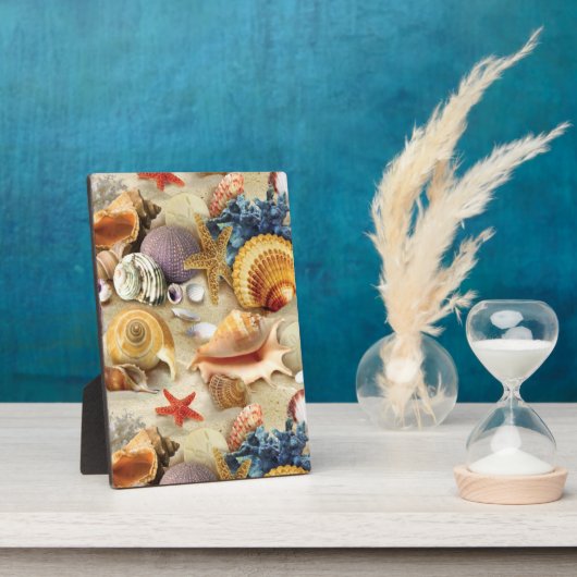 Zeeschelpen op het strand fotoplaat (Zijkant)